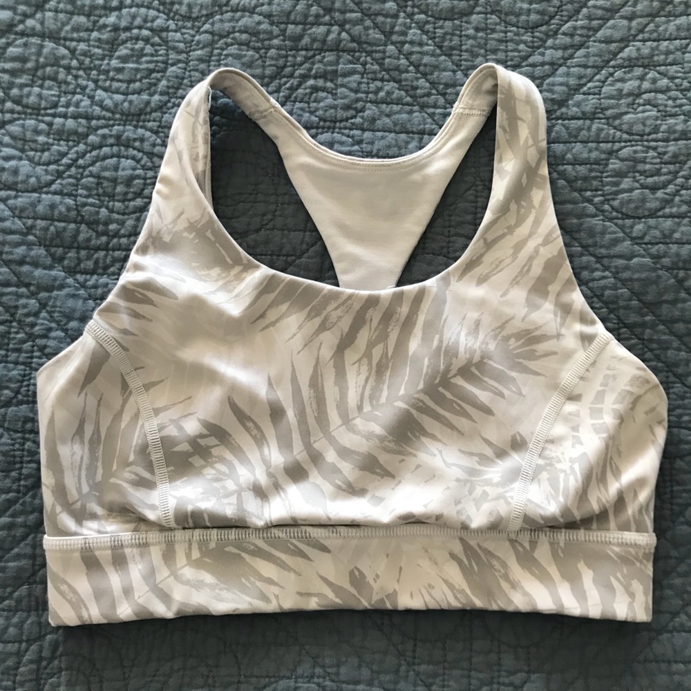 Lululemon running bra, gray leaf pattern, sz6